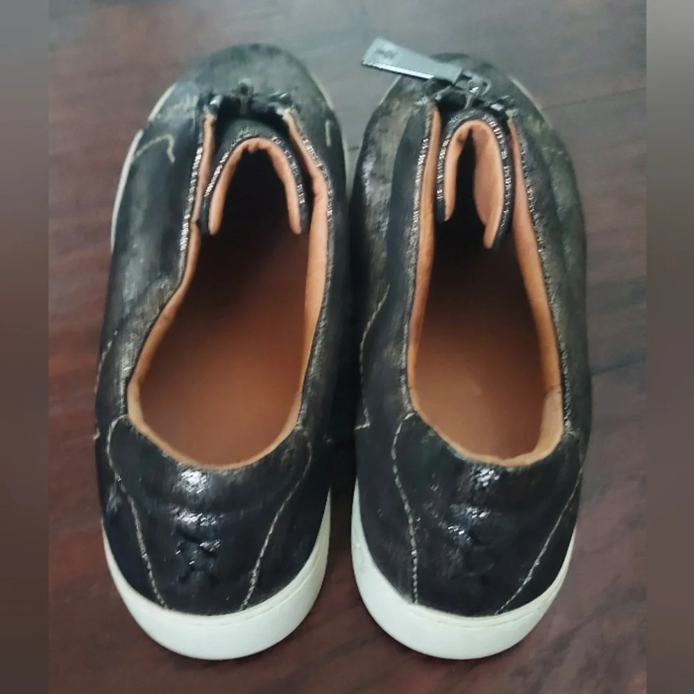 FRYE Leather Metallic Zip-UP Sneakers Sz-9